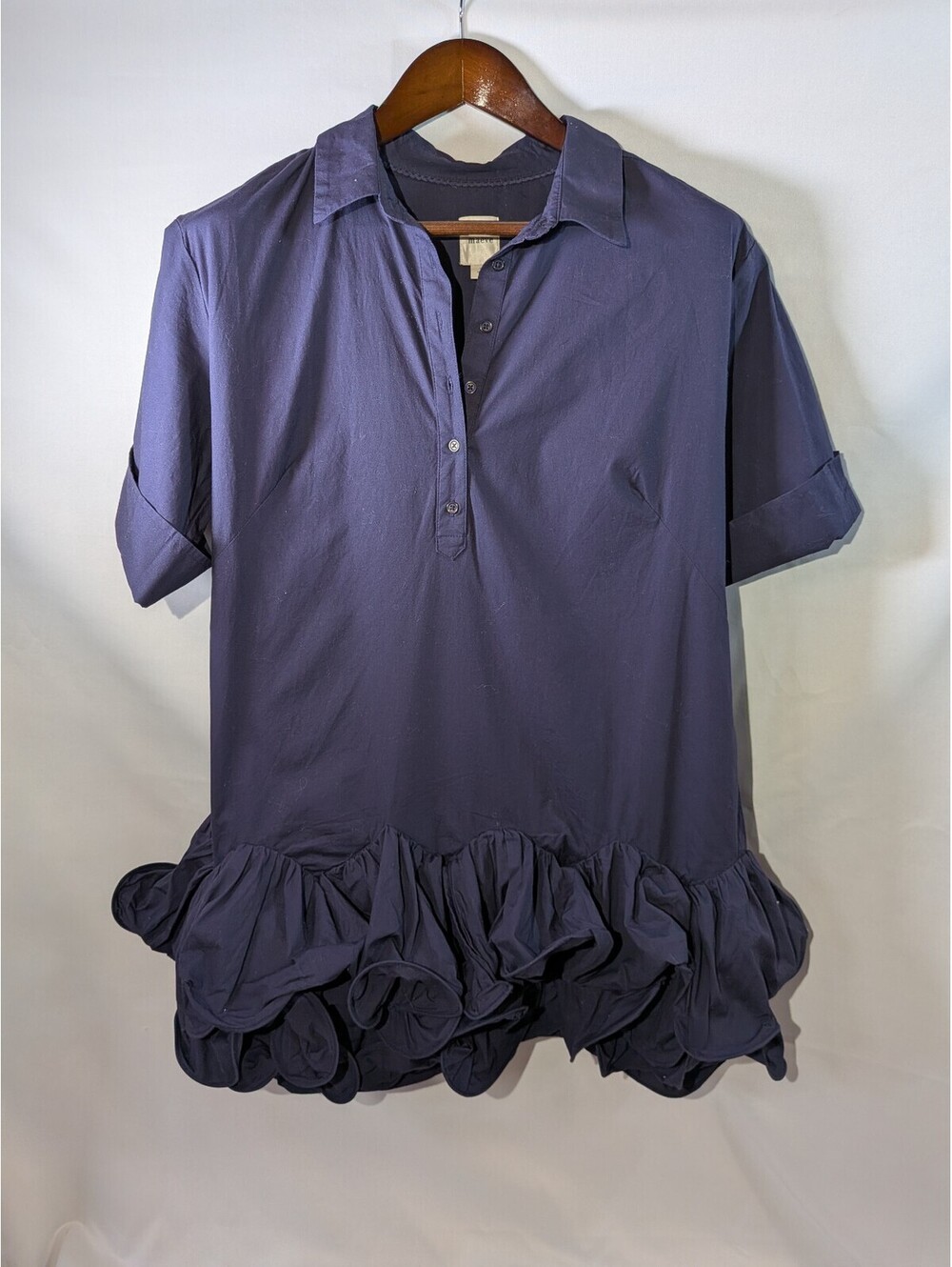 Anthro Dress NWT | Maeve Navy Blue Ruffle Hem Mini Dress Size M